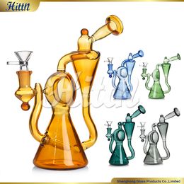 Recycler Glass Bong Dab Rig Oil Rig Hand Blown 8.7 Inches Glass Water Pipe Inline Percolator Water Bong for Smoking with 14mm Joint