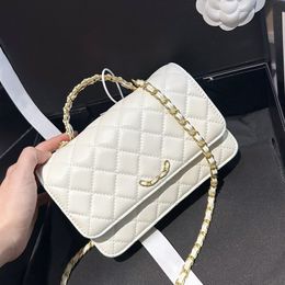 Women Mini Crossbody Designer Bag Hollow Embossed Classic Flap Shoulder Bag Gold Hardware Chain Luxury Evening Clutch Outdoor Shopping Coin Purse Suitcase 20CM