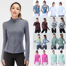Define Fitness Yoga Camo Jackets Clothing Lady Stand Collar Athletic Coat Jacket Tight-fitting Training Sportswears Clothes Long Sleeve Thin Lady