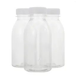 Water Bottles Glass With Caps Milk Juice Disposable Containers Lids Practical Beverage