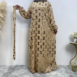 Ethnic Clothing Ramadan Sequin Abaya Fashion Women Muslim Long Sleeve Maxi Dress Dubai Turkey Arab Robe Kaftan Morocco Jalabiya Caftan