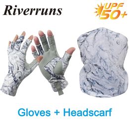 Riverruns UPF50 Sun Protection Fingerless Fishing Gloves and Headscarves for Men and Women Fishing Boating kayaking Hiking 231228