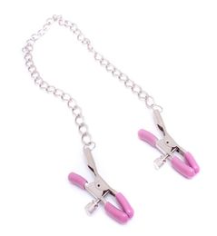 unisex pink coated clothespin style nipple clamps with chain sex flirt clips bdsm bondage kit slave pig training8758128