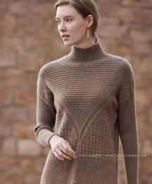 Luxury two pieces 45 cashmere 30 wool suits female high collar warm mink Knit Pullover tops pant sets F673 231228