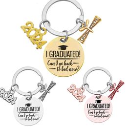 3cm Keychain for Women Men Letter 2024 I Graduated Student Doctor Stainless Steel Keys Chains Birthday Gift Souvenir Wholesale Gold Silver Color