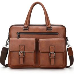 Briefcases Computer Bag Men Leather 14 Inch Men Handbag Messenger Black Brown Briefcase Man Laptop Bag Leather Bag for Men's Bag