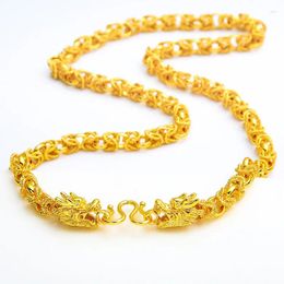 Pendants 55cm Real 24K Gold Colour Cute Necklaces For Men Women Jewellery Pure 999 Hollow Faucet Chain