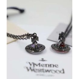 Viviennely Westwoodly Limited high Saturn Gun Black Necklace Jewelry Women's Sweet Cool Sweater Chain