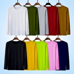 Straight Pullovers Round Neck T-Shirts Loose Simplicity Handsome Solid Colour Comfortable Long Sleeve Casual Men's Clothing 231228