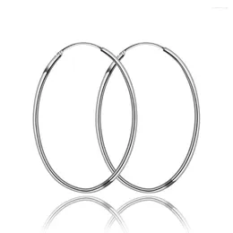 Hoop Earrings High Quality Trendy Jewellery 925 Sterling Silver 3MM 5MM Smooth Circle Round Earring For Women Wedding Engagement Gifts