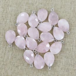 Pendant Necklaces Natural Stone Rose Quartz Faceted Necklace Pendants Water Droplets Charms DIY Fashion Jewelry Making Accessories Wholesale