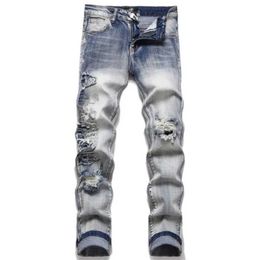 Amirriis pants mens designer jeans mens jeans Street Brand embroidery black fitting Slim purple jeans for men with stars designer tall ripped jeans mens designer c12