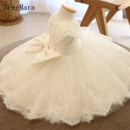 Girl Dresses Ivory White Lace Infant Girls Dress Princess First Birthday With Bow Children Christmas Party Gown Poshoot