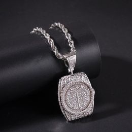 Fashion-r Dial Pendant Necklace Mens Hip Hop Necklace Jewelry New Fashion Watch Pendant Necklaces With Gold Cuban Chain256k