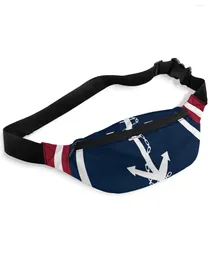 Waist Bags Vertical Blue Red Stripe White Anchor Packs Shoulder Bag Unisex Messenger Casual Fashion Fanny Pack For Women