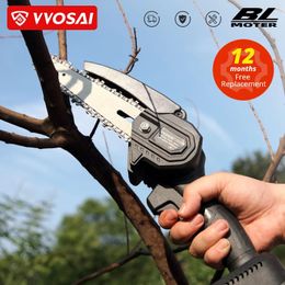 VVOSAI 6 Inch 20V MTSER Mini Brushless Electric Chain Saw Handheld Pruning With Woodworking Onehanded Garden Tools 231228