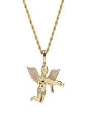 Top Quality Jewellery Zircon Gold Silver Cute Angel Baby Carry Gun Stuff Pendant Necklace Rope Chain for Men Women6044497