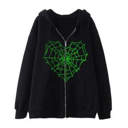 Men's Coat Spider Web Hoodie Hoodie Casual Printed Zipper Coat Street Trend Men's and Women's Wear