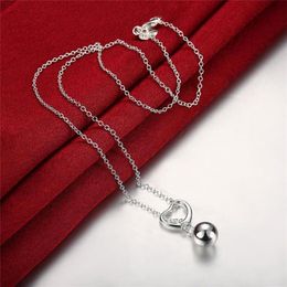 Chains Charm 925 Sterling Silver Jewellery 18 Inches Fashion Exquisite Heart Solid Beads Necklace For Women Party Christmas Gifts243f