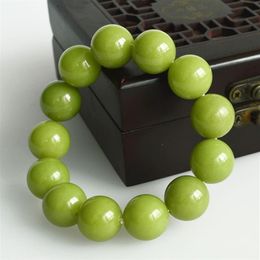 Beaded Strands GREEN Fluorite Night Pearl Bead Bracelet Glow Light Bracelet Moonstone stone Natural jade for women men2930