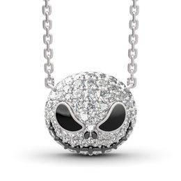 Nightmare before Christmas Skeleton Necklace Jack Skull Crystals Pendant Women Witch Necklace Goth Gothic Jewelry Whole J1218293Z