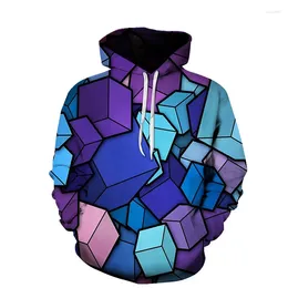 Men's Hoodies 3D Creative Block Series Printed Tops Women's Hooded Sweatshirt Casual Fashion Couples Sudaderas Tees