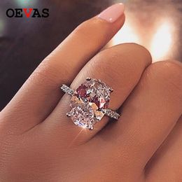 OEVAS Classic 100% 925 Sterling Silver 9 CT Oval Created Moissanite Gemstone Wedding Engagement Ring Fine Jewellery Gift Whole Y2416