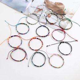 Charm Bracelets 10pcs/pack Bohemia Style Cuff Women Girls Ethnic Handmade Cotton Rope Tie Fashion Jewelry Wristbands Party Gift