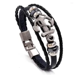 Link Bracelets Hand Braided Rock Vintage Men Leather Multilayer Rope Bracelet For Male Accessories Jewelry