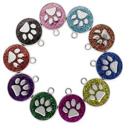 20PCS lot Colours 18mm Cat Dog paw prints footprint hang pendant charms fit for diy phone strips keychains bag fashion jewelrys257M