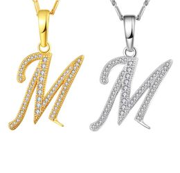 Capital Initial M Letter Necklace For Women SilverGold Colour Alphabet Pendant Chain Name Jewellery Gift for Her8631497