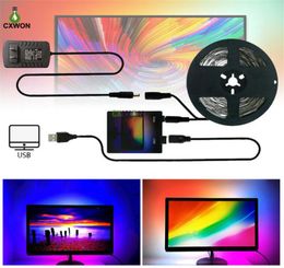 TV Strip Kit USB Dream Colour 1M 2M 3M 4M 5M RGB WS2812B LED Strips for TV PC Sn Backlight lighting7475280