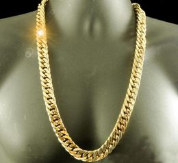 24K Real YELLOW GOLD FINISH SOLID HEAVY 11MM XL MIAMI CUBAN CURN LINK NECKLACE CHAIN Packaged Unconditional Lif6066310