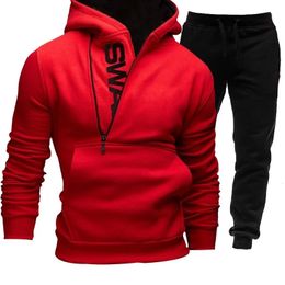 Fashion Letter Printed Mens Tracksuit Zipper Hoodie Suits Two Pieces Set Jogging Suit Sports Wear 231229