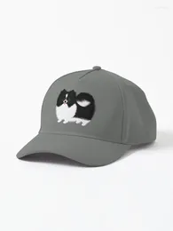 Ball Caps Black And White Parti Pomeranian | Cute Fluffy Dog Cap