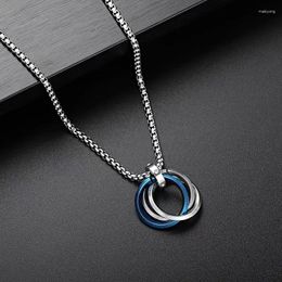 Pendant Necklaces Selling Stainless Steel Three Ring Necklace In Europe And America Simple Non Fading Men's Hip-hop Style Titanium