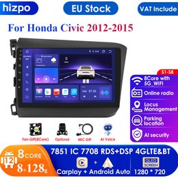 DSP IPS 4G 9" 2 Din Android 12 Car Radio for Honda Civic 2012 2013 2014 2015 Multimedia Player 2din Carplay Stereo GPS Head Unit