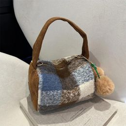 Evening Bags Brand Designer Wool And Corduroy Patchwork Women's Shoulder Bag Retro Crossbody Pillow Handbag