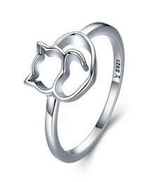 Cute Cat Design 925 Sterling Silver Ring For Women Girls Jewellery Finger Band Size 6810553171956754