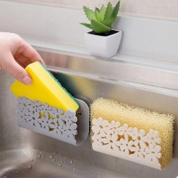 Kitchen Storage Organiser Rack For Dish Clothes Sink Sponge Holder Clip With Suction Cup Hollow Flower Bathroom Drying