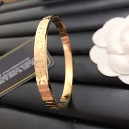 Classics Designer Bangle Inlay Diamond Bracelets Gold Silver Titanium Steel Bangles Brand Letter Flower Steel Seal Design Bracelet Wristband Cuff Lover Jewelry