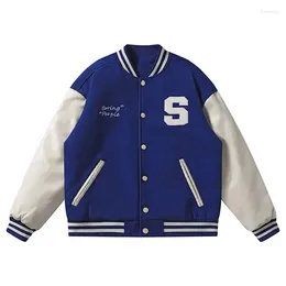 Men's Jackets Varsity Baseball Bomber Jacket Men Loose Unisex College Coats Fleece Uniform Trendy Women Streetwear