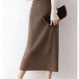 Skirts Warm Vintage Soft Elastic High Wiast Female Wild Mid-Length Skirt Fashion Autumn And Winter Knitted For Women