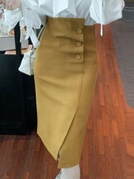 High Waist Pencil Skirts Women New Arrival 2023 Autumn Korean Style Elegant Slim Office Lady Knee-length Bud Skirt