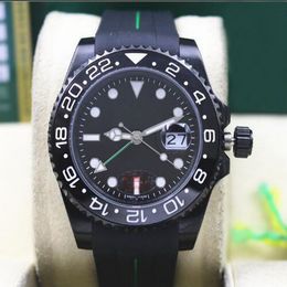 Fashion Top Quality Luxury II 116710 Mens Rubber Bracelet Ceramic PVD Coating Black Bezel & Dial 40MM Mechanical Men Watches New Arrival