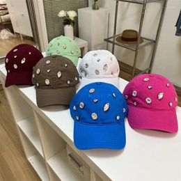 Ball Caps 2023 Cotton Soft Top Baseball Cap Colored Girl Designer Style Bling Rhinestone Snapback Casquette Summer Outdoor Sun Hats