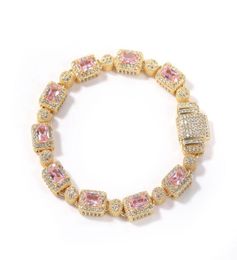 Hip Hop Copper Inlaid Pink Zircon Tennis Bracelet Men Women Diamond Mixed 7inch 8inch Crystal Bracelets Jewellery Accessories9028182
