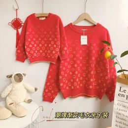 Tonytaobaby Parent-child Year's Wear Autumn Fall Girl Toddler Outfits Baby Sweater Toddler Boy Sweater 231228