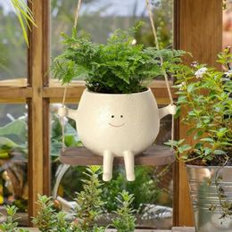 Swing Face Planter Pot Wall With Unique Design Resin Plant For Indoor Outdoor String Pearls Hillingtonia 231228