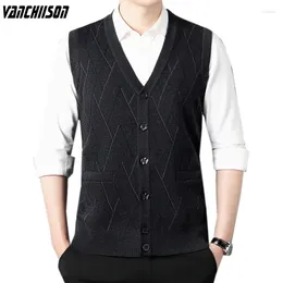 Men's Vests Men Wool Knit Vest Buttons Down Cardigan Sleeveless Basic Thick For Autumn Winter 3D Pattern Vintage Casual Male Fashion H18